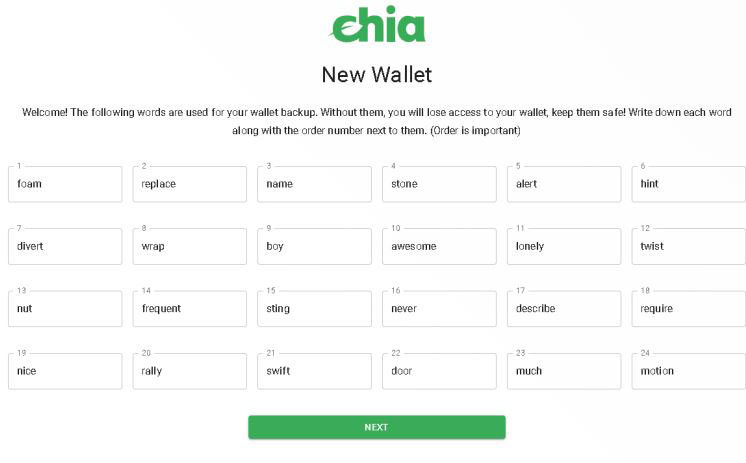 chia wallet 22